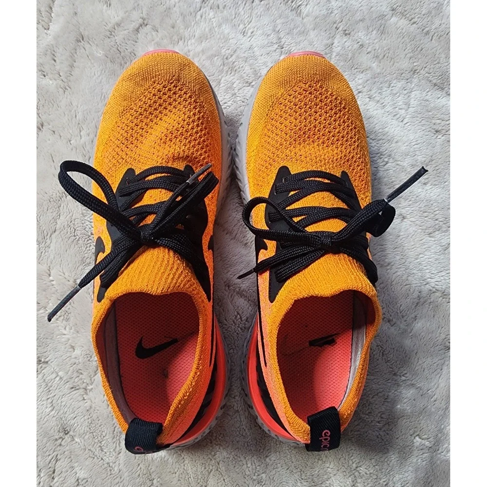 Nike Womens Epic React Flyknit Running Shoes Orange AQ0070-800 Sneaker 6.5
